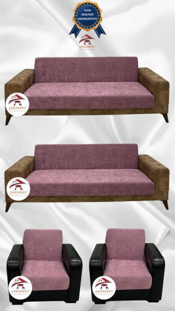 Baby Face Fabric Armless Sofa Cover - Elastic Velvet Sofa Protector Rose Color 3+3+1+1 (4 Piece Set)