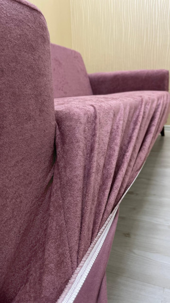 Baby Face Fabric Armless Sofa Cover - Elastic Velvet Sofa Protector Rose Color 3+3+1+1 (4 Piece Set)