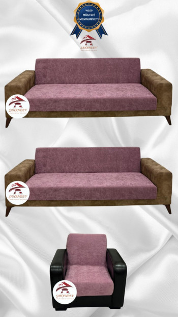 Baby Face Fabric Armless Sofa Cover - Elastic Velvet Sofa Protector Rose Color 3+3+1 (3 Piece Set)