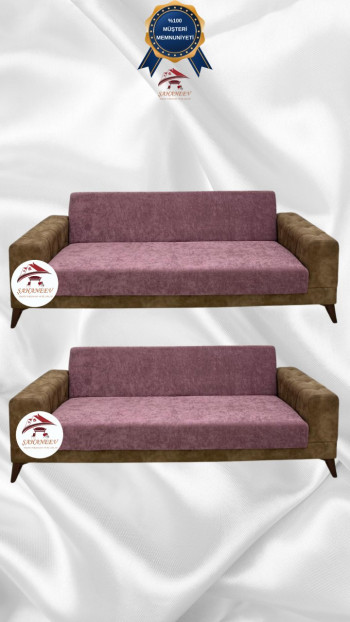 Baby Face Fabric Armless Sofa Cover - Elastic Velvet Sofa Protector Rose Color 3+3 (2 Piece Set)