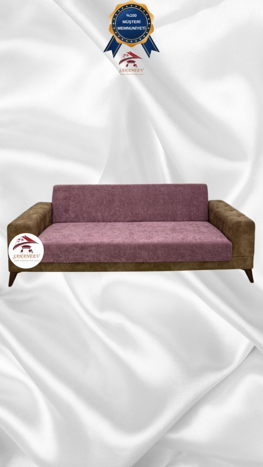 Baby Face Fabric Armless Sofa Cover - Elastic Velvet Sofa Protector Rose Color 3-Seater Set (1 Piece)