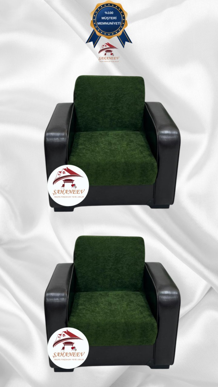 Baby Face Fabric Armless Sofa Cover - Elastic Velvet Sofa Protector Khaki Green Color 1+1 (2 Piece Set) Custom Size