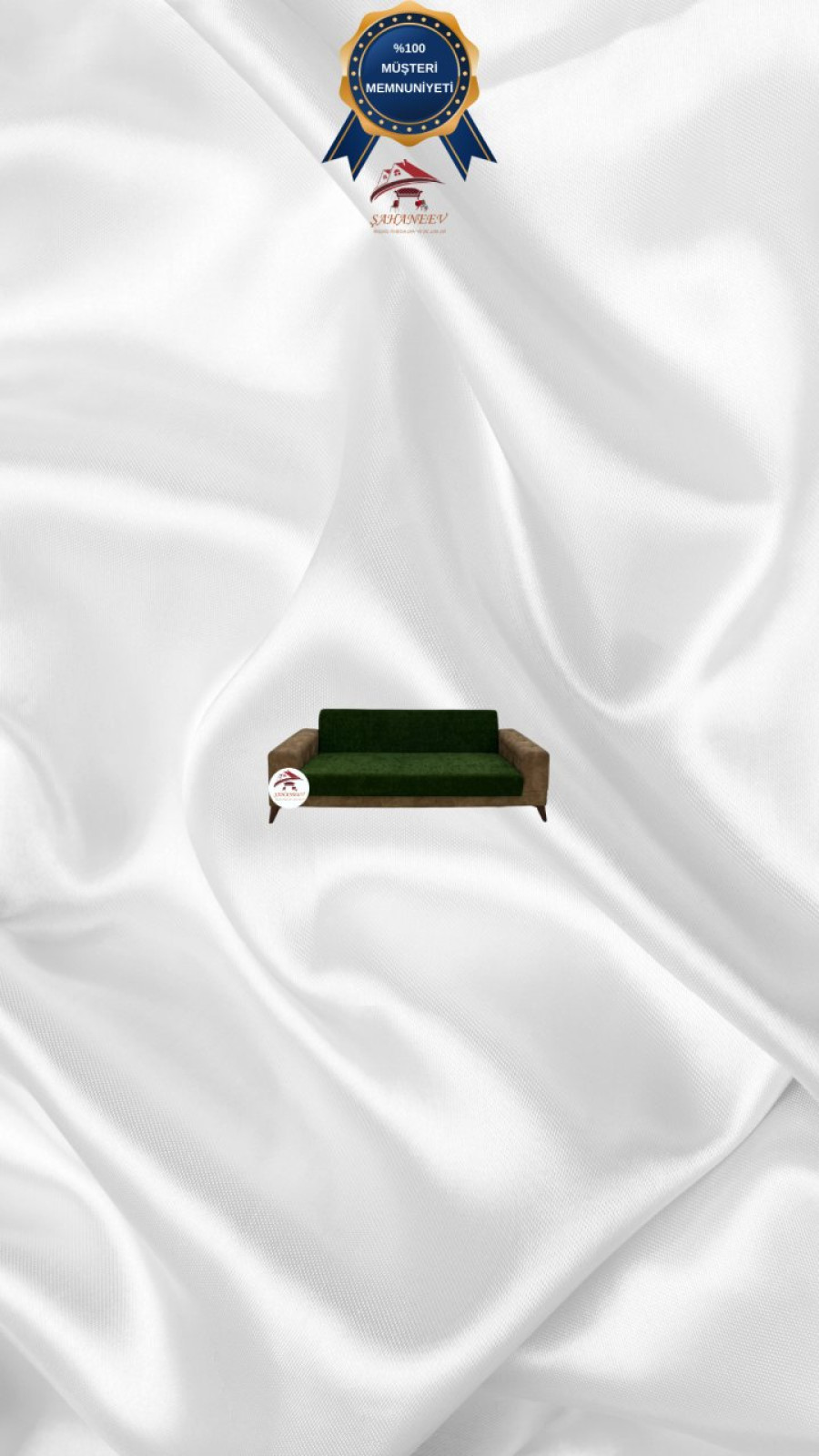 Baby Face Fabric Armless Sofa Cover - Elastic Velvet Sofa Protector Khaki Green Color 2-Seater Set (1 Piece) Custom Size