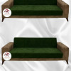 Baby Face Fabric Armless Sofa Cover - Elastic Velvet Sofa Protector Khaki Green Color 3+3+2 (3 Piece Set)