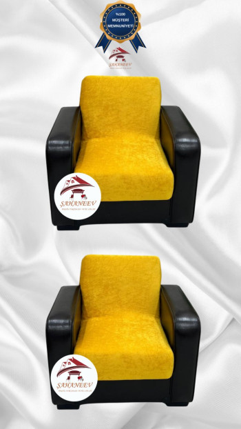 Baby Face Fabric Armless Sofa Cover - Elastic Velvet Sofa Protector Mustard Color 1+1 (2 Piece Set)