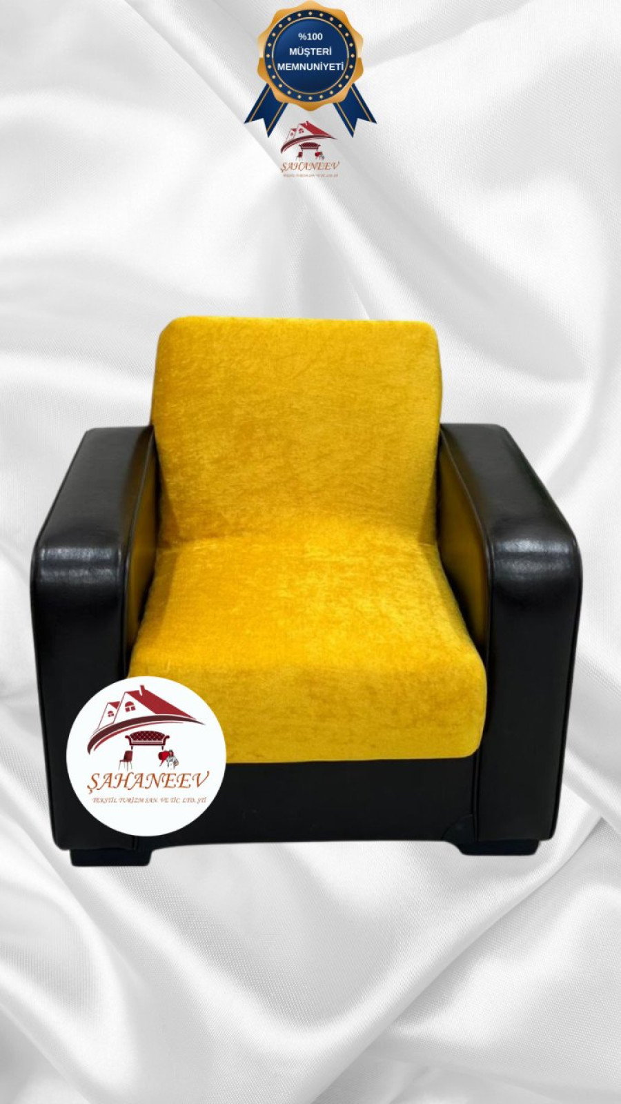 Baby Face Kumaş Kolsuz Koltuk Örtüsü - Lastikli Kadife Koltuk Koruyucu Hardal Renk Tekli (1 Parça)