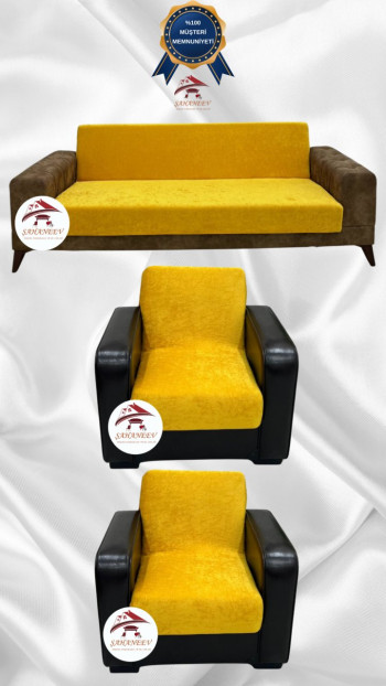 Baby Face Fabric Armless Sofa Cover - Elastic Velvet Sofa Protector Mustard Color 3+1+1 (3 Piece Set)