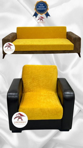 Baby Face Fabric Armless Sofa Cover - Elastic Velvet Sofa Protector Mustard Color 3+1 (2 Piece Set)