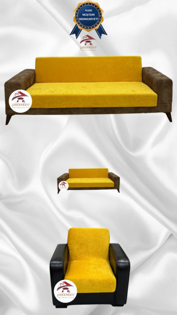 Baby Face Fabric Armless Sofa Cover - Elastic Velvet Sofa Protector Mustard Color 3+2+1 (3 Piece Set)