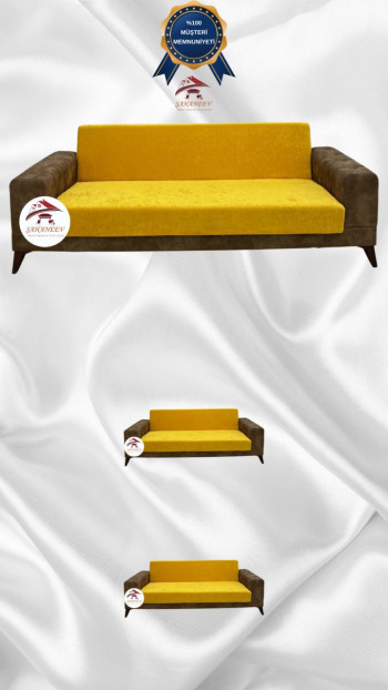 Baby Face Fabric Armless Sofa Cover - Elastic Velvet Sofa Protector Mustard Color 3+2+2 (3 Piece Set)