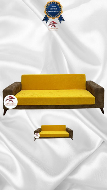 Baby Face Fabric Armless Sofa Cover - Elastic Velvet Sofa Protector Mustard Color 3+2 (2 Piece Set)