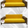 Baby Face Fabric Armless Sofa Cover - Elastic Velvet Sofa Protector Mustard Color 3+3+2 (3 Piece Set)