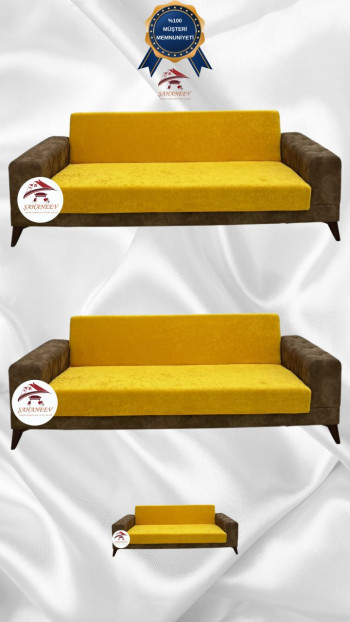 Baby Face Fabric Armless Sofa Cover - Elastic Velvet Sofa Protector Mustard Color 3+3+2 (3 Piece Set)