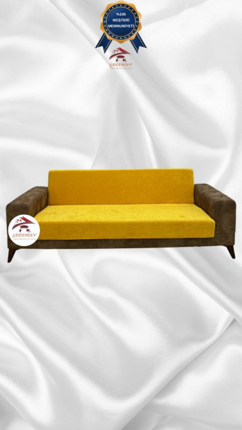 Baby Face Fabric Armless Sofa Cover - Elastic Velvet Sofa Protector Mustard Color 3-Seater Set (1 Piece)