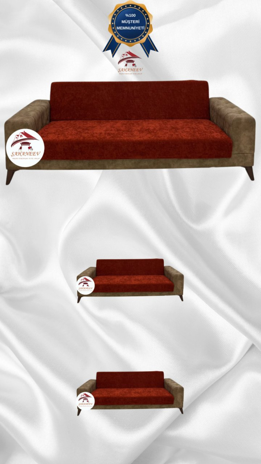 Baby Face Fabric Armless Sofa Cover - Elastic Velvet Sofa Protector Brick Color 3+2+2 (3 Piece Set) Custom Size