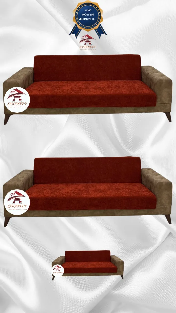 Baby Face Fabric Armless Sofa Cover - Elastic Velvet Sofa Protector Brick Color 3+3+2 (3 Piece Set)