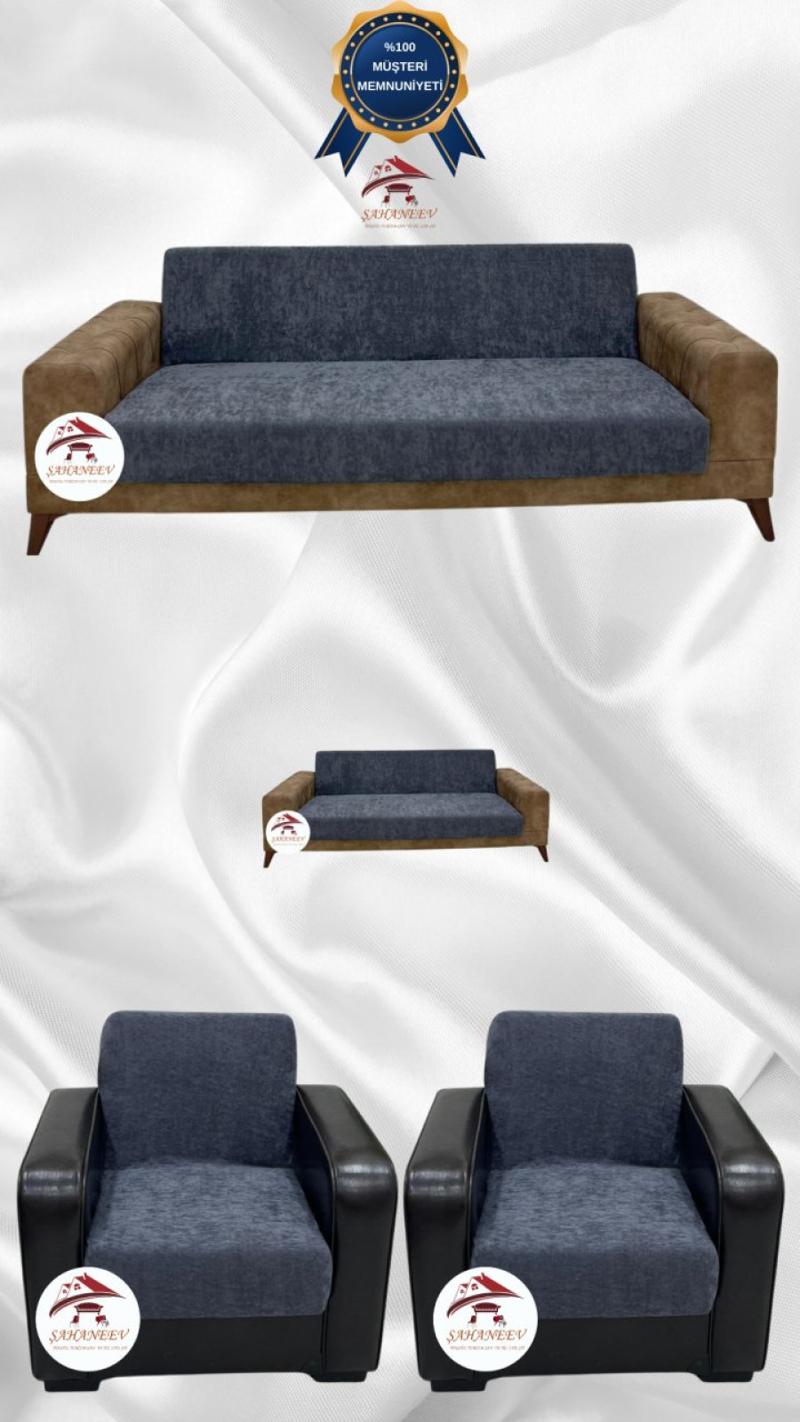 Baby Face Fabric Armless Sofa Cover - Elastic Velvet Sofa Protector Dark Gray Color 3+2+1+1 (4 Piece Set) Custom Size