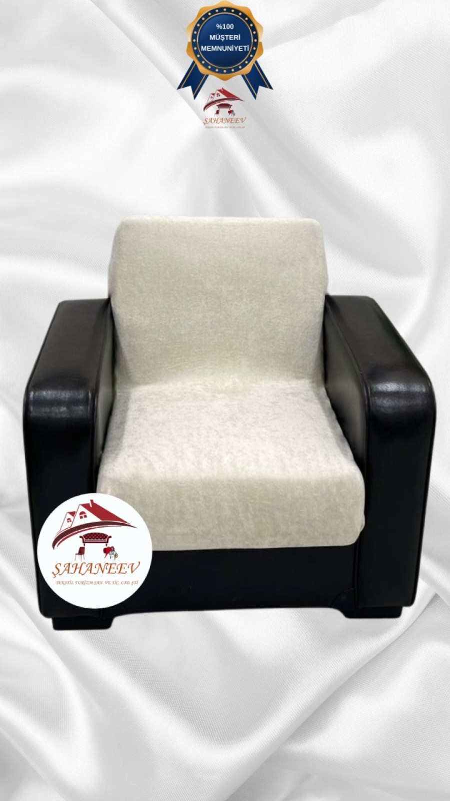 Baby Face Kumaş Kolsuz Koltuk Örtüsü - Lastikli Kadife Koltuk Koruyucu Krem Renk Tekli (1 Parça)