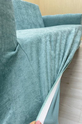 Baby Face Kumaş Kolsuz Koltuk Örtüsü - Lastikli Kadife Koltuk Koruyucu Mint Renk 3+3+2 (3 Parça Set)