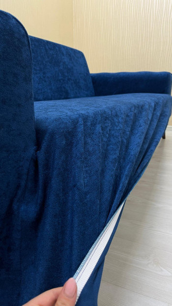 Baby Face Fabric Armless Sofa Cover - Elastic Velvet Sofa Protector Teal Color 3+2+1+1 (4 Piece Set)