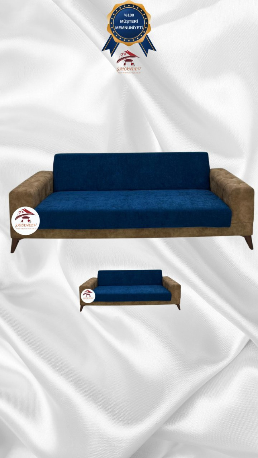 Baby Face Fabric Armless Sofa Cover - Elastic Velvet Sofa Protector Teal Color 3+2 (2 Piece Set) Custom Size