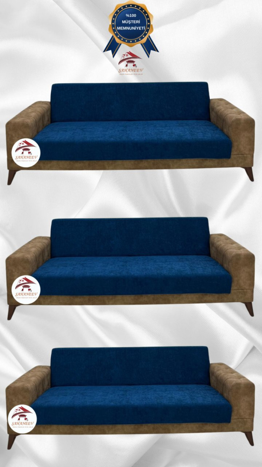 Baby Face Kumaş Kolsuz Koltuk Örtüsü - Lastikli Kadife Koltuk Koruyucu Petrol Renk 3+3+3 (3 Parça Set)