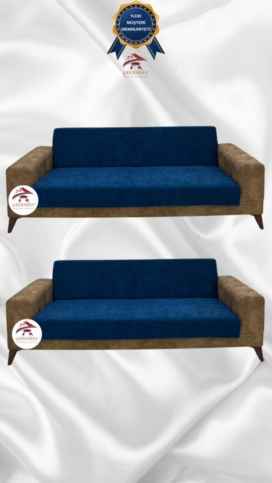 Baby Face Kumaş Kolsuz Koltuk Örtüsü - Lastikli Kadife Koltuk Koruyucu Petrol Renk 3+3 (2 Parça Set)