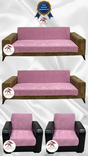 Baby Face Fabric Armless Sofa Cover - Elastic Velvet Sofa Protector Powder Color 3+3+1+1 (4 Piece Set)
