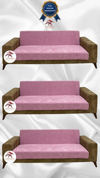Baby Face Fabric Armless Sofa Cover - Elastic Velvet Sofa Protector Powder Color 3+3+3 (3 Piece Set)