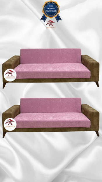 Baby Face Fabric Armless Sofa Cover - Elastic Velvet Sofa Protector Powder Color 3+3 (2 Piece Set)