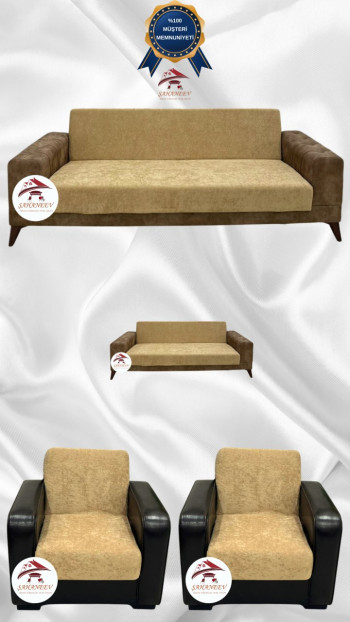 Baby Face Fabric Armless Sofa Cover - Elastic Velvet Sofa Protector Coffee with Milk Color 3+2+1+1 (4 Piece Set)