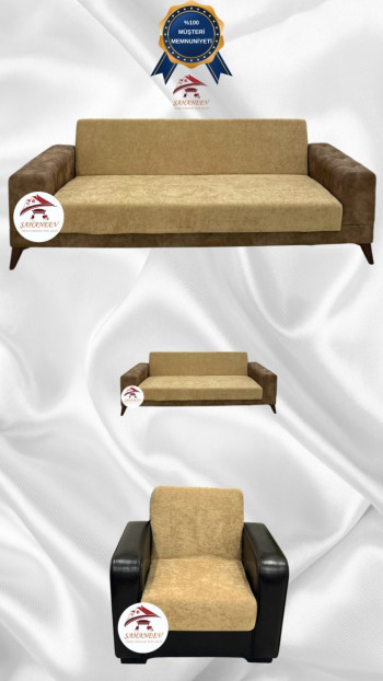 Baby Face Fabric Armless Sofa Cover - Elastic Velvet Sofa Protector Coffee with Milk Color 3+2+1 (3 Piece Set)
