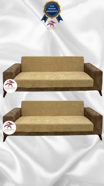 Baby Face Fabric Armless Sofa Cover - Elastic Velvet Sofa Protector Coffee with Milk Color 3+3 (2 Piece Set)