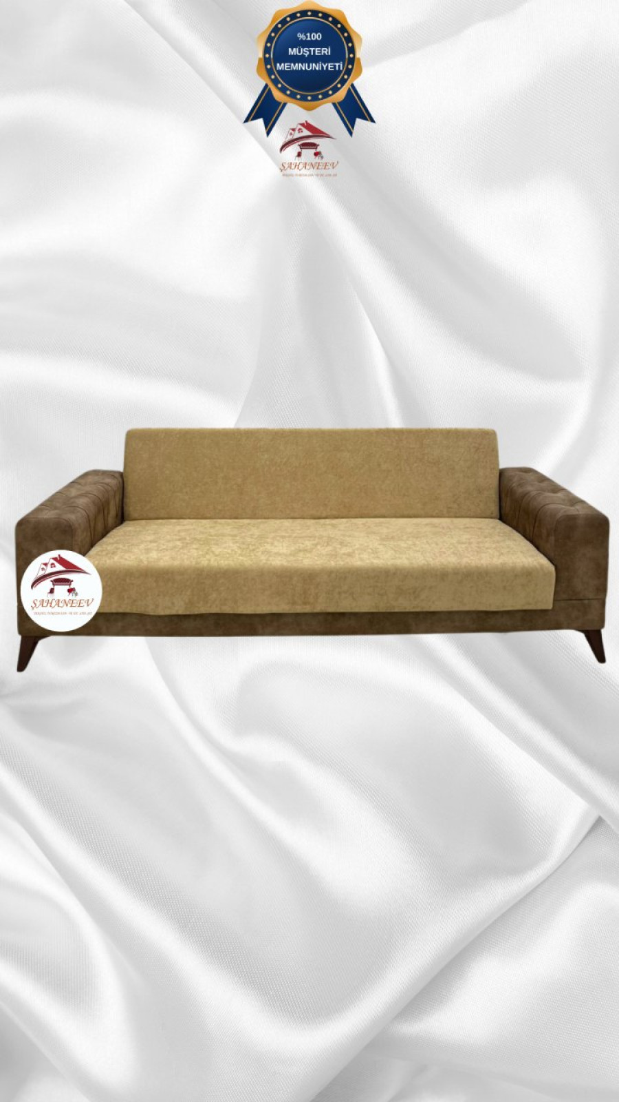 Baby Face Fabric Armless Sofa Cover - Elastic Velvet Sofa Protector Coffee with Milk Color 3-Seater Set (1 Piece) Custom Size