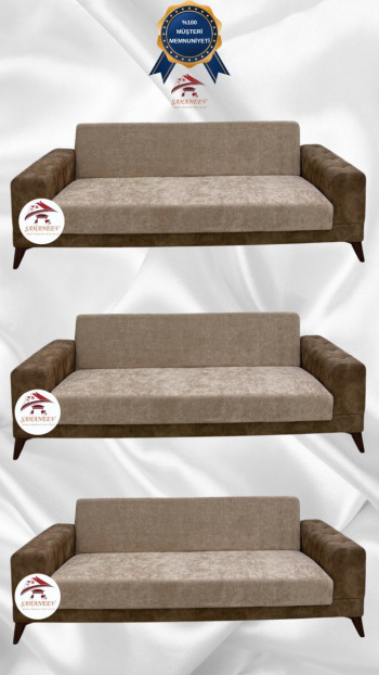 Baby Face Fabric Armless Sofa Cover - Elastic Velvet Sofa Protector Mink Color 3+3+3 (3 Piece Set)