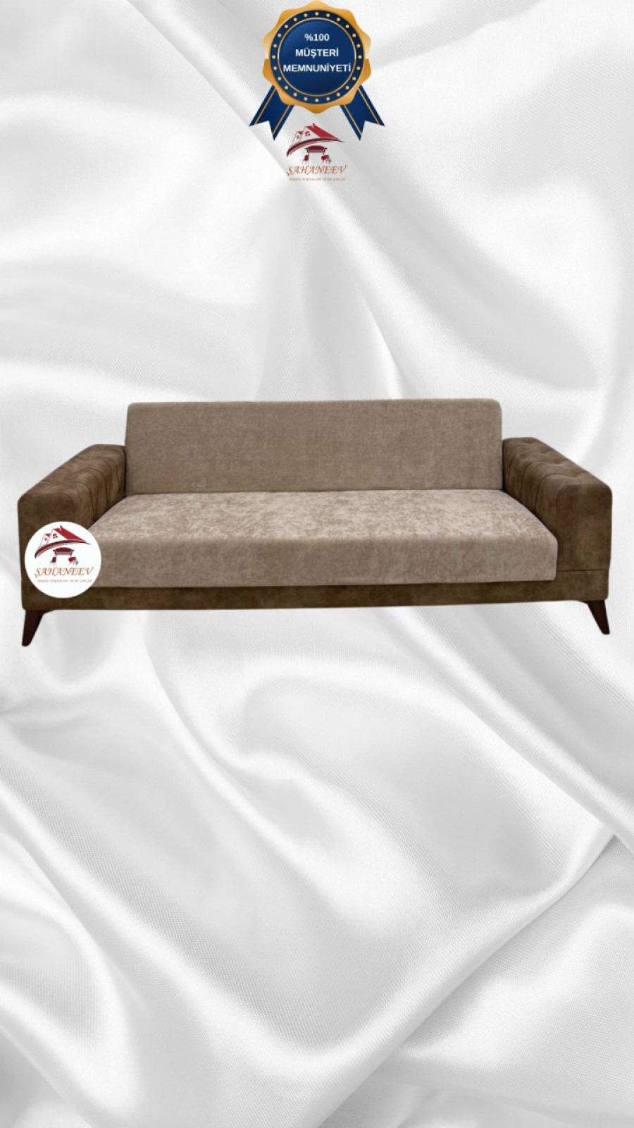 Baby Face Fabric Armless Sofa Cover - Elastic Velvet Sofa Protector Mink Color 3-Seater Set (1 Piece)