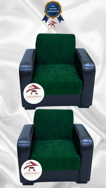 Baby Face Fabric Armless Sofa Cover - Elastic Velvet Sofa Protector Emerald Color 1+1 (2 Piece Set)