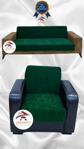 Baby Face Fabric Armless Sofa Cover - Elastic Velvet Sofa Protector Emerald Color 3+1 (2 Piece Set)