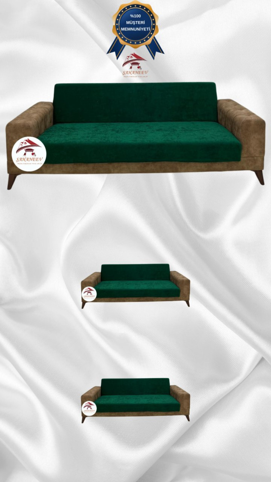 Baby Face Fabric Armless Sofa Cover - Elastic Velvet Sofa Protector Emerald Color 3+2+2 (3 Piece Set) Custom Size