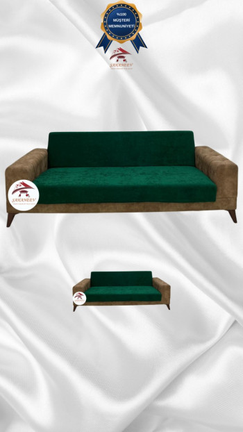 Baby Face Fabric Armless Sofa Cover - Elastic Velvet Sofa Protector Emerald Color 3+2 (2 Piece Set)