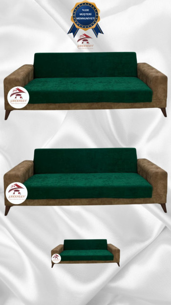Baby Face Fabric Armless Sofa Cover - Elastic Velvet Sofa Protector Emerald Color 3+3+2 (3 Piece Set)