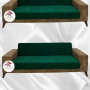 Baby Face Fabric Armless Sofa Cover - Elastic Velvet Sofa Protector Emerald Color 3+3+2 (3 Piece Set)