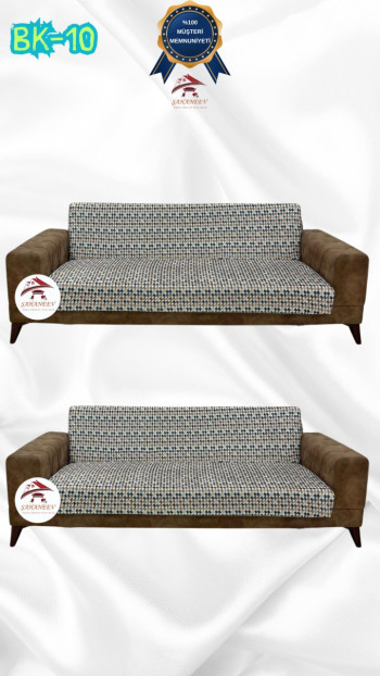 Desenli Baskılı Kadife Kolsuz Koltuk Kılıfı - Elastik Esnek Koltuk Takımı Koruyucu Set Model BK-10 Renk 3+3 (2 Parça Set)