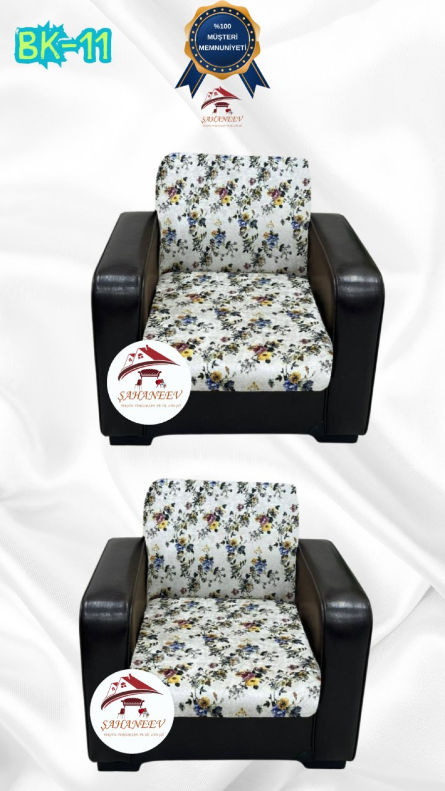 Patterned Printed Velvet Armless Sofa Cover - Elastic Flexible Sofa Set Protector Set Model BK-11 Color 1+1 (2 Piece Set) Custom Size