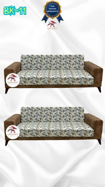Desenli Baskılı Kadife Kolsuz Koltuk Kılıfı - Elastik Esnek Koltuk Takımı Koruyucu Set Model BK-11 Renk 3+3 (2 Parça Set)