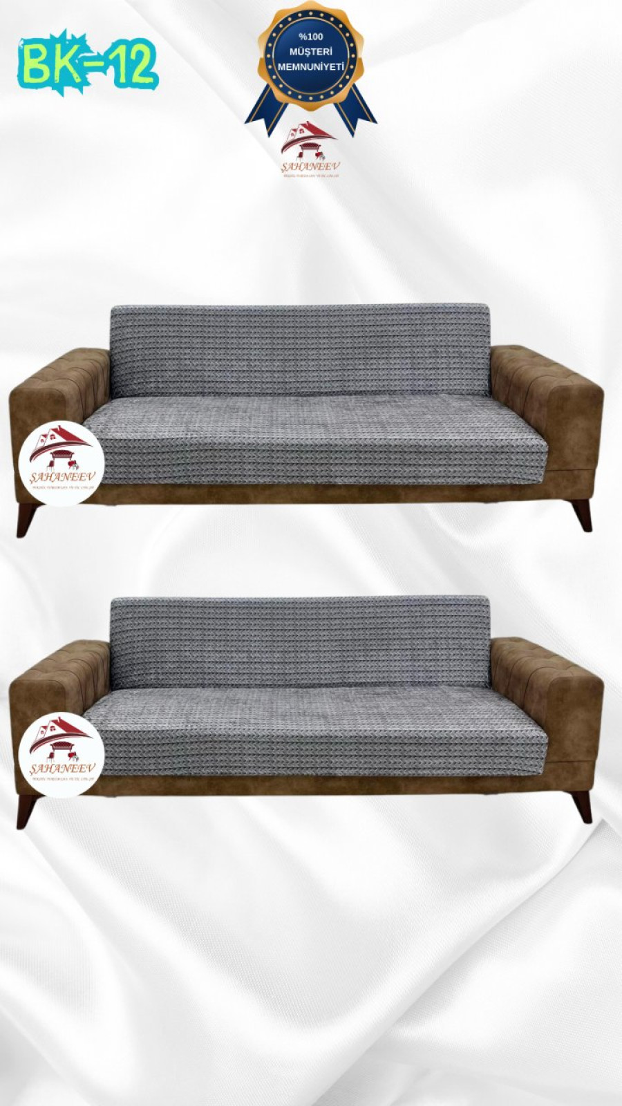 Desenli Baskılı Kadife Kolsuz Koltuk Kılıfı - Elastik Esnek Koltuk Takımı Koruyucu Set Model BK-12 Renk 3+3 (2 Parça Set) Özel Ölçü