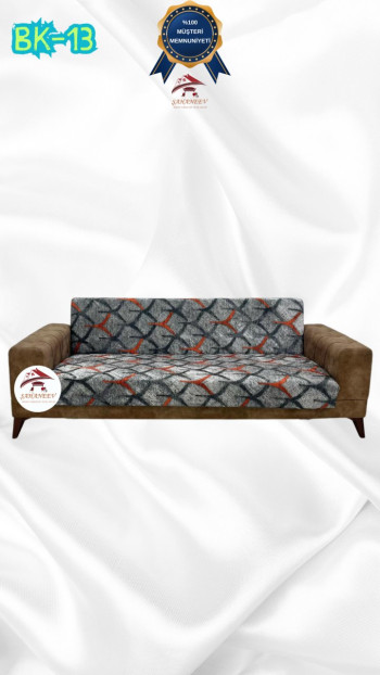 Patterned Printed Velvet Armless Sofa Cover - Elastic Flexible Sofa Set Protector Set Model BK-13 Color 3-Seater Set (1 Piece)