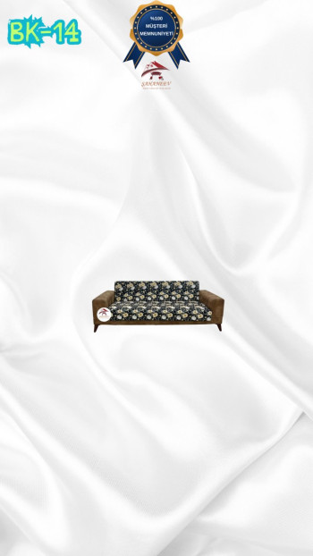 Patterned Printed Velvet Armless Sofa Cover - Elastic Flexible Sofa Set Protector Set Model BK-14 Color 2-Seater Set (1 Piece)