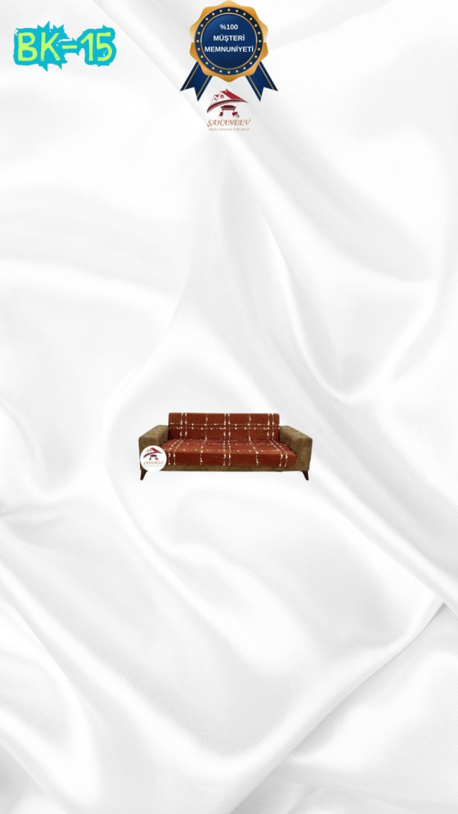 Patterned Printed Velvet Armless Sofa Cover - Elastic Flexible Sofa Set Protector Set Model BK-15 Color 2-Seater Set (1 Piece)