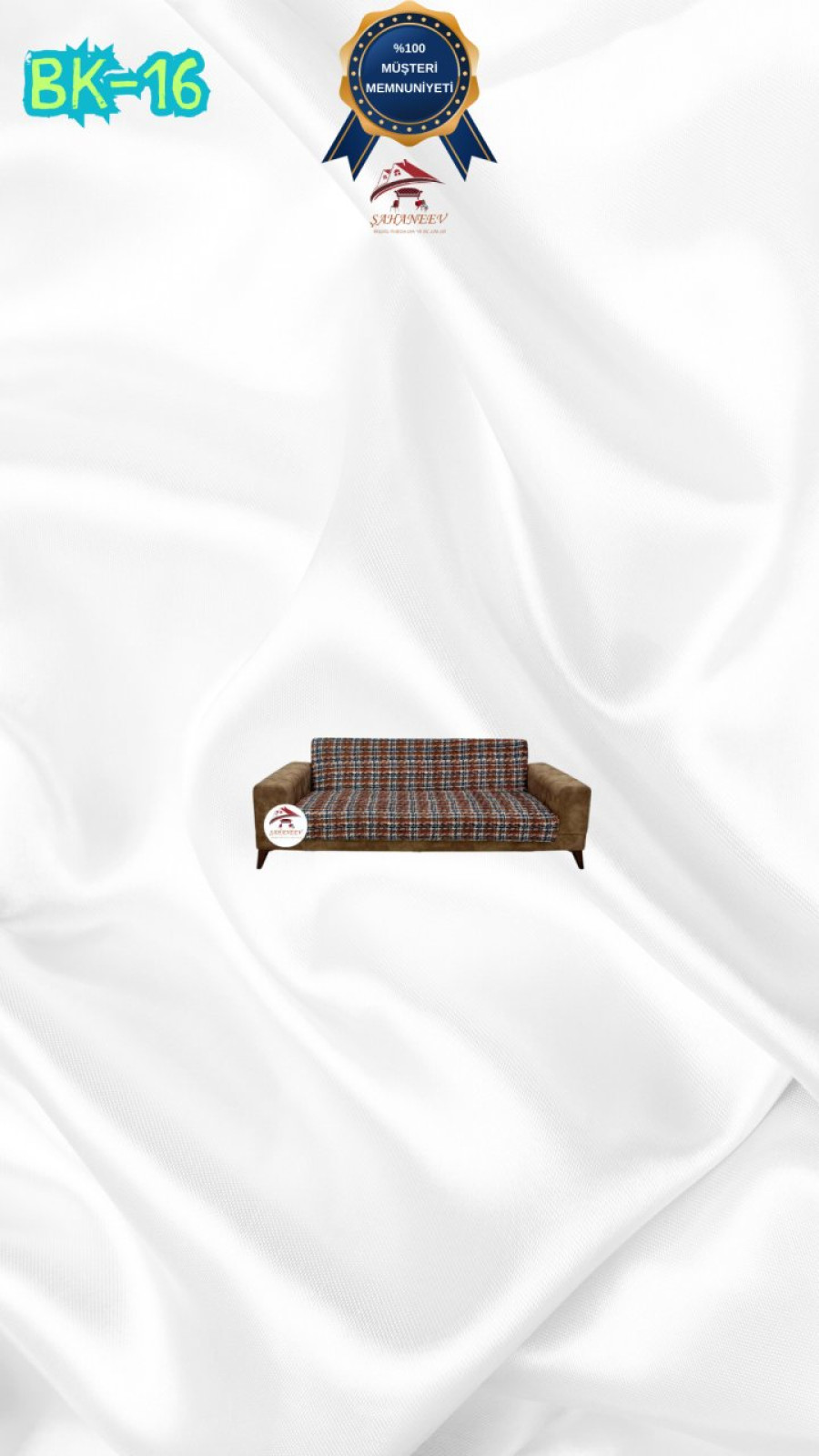 Patterned Printed Velvet Armless Sofa Cover - Elastic Flexible Sofa Set Protector Set Model BK-16 Color 2-Seater Set (1 Piece)